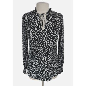 White House Black Market Womens Tunic Top Size S Tie Hight Neck Jersey  196P